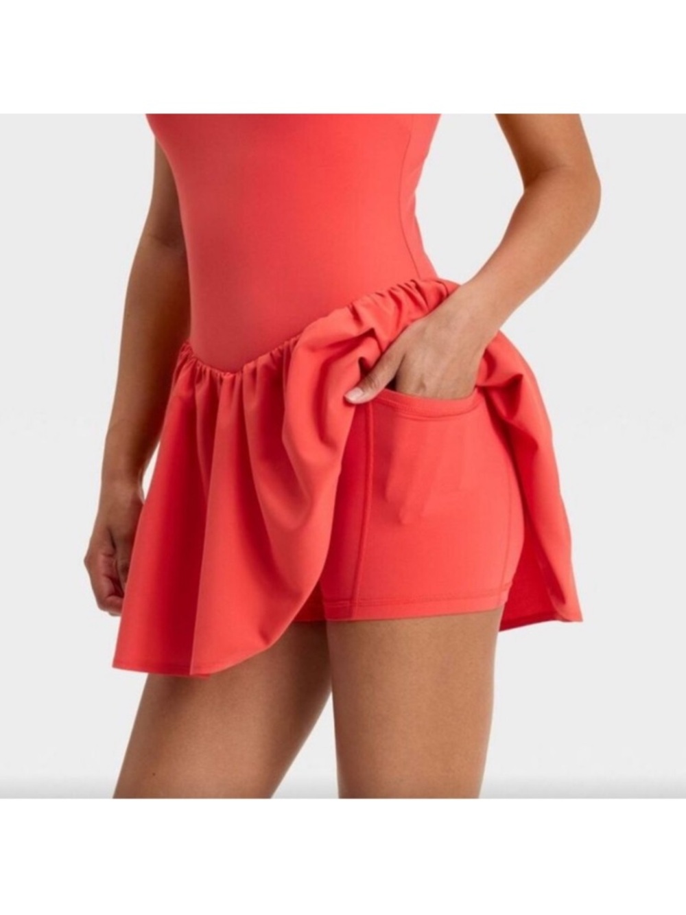 JoyLab Woman’s Coral Athletic Dress With Built in Shorts - Picture 2 of 11